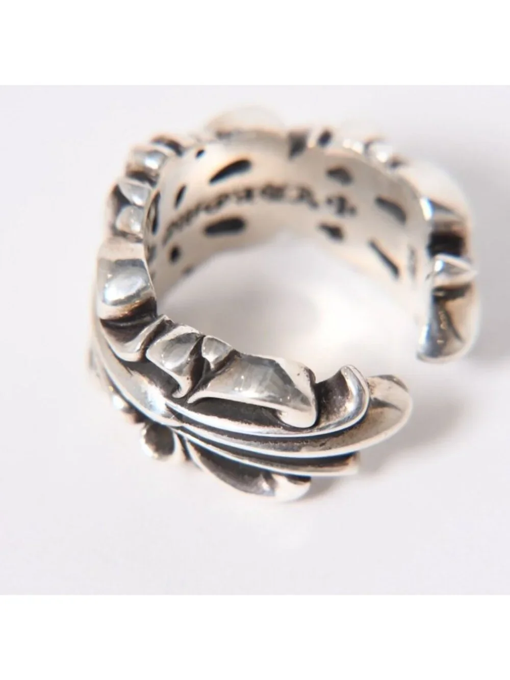 Chrome Hearts Double Floral Cloth Sling Ring Cross 925 Sterling Silver